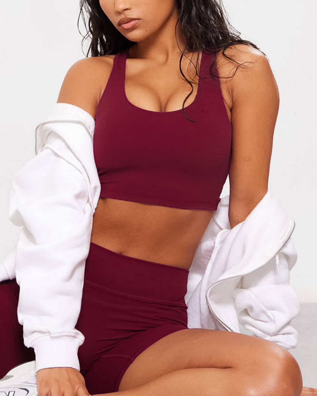 Arabella Double Layer Padded Sports Bra in Cranberry