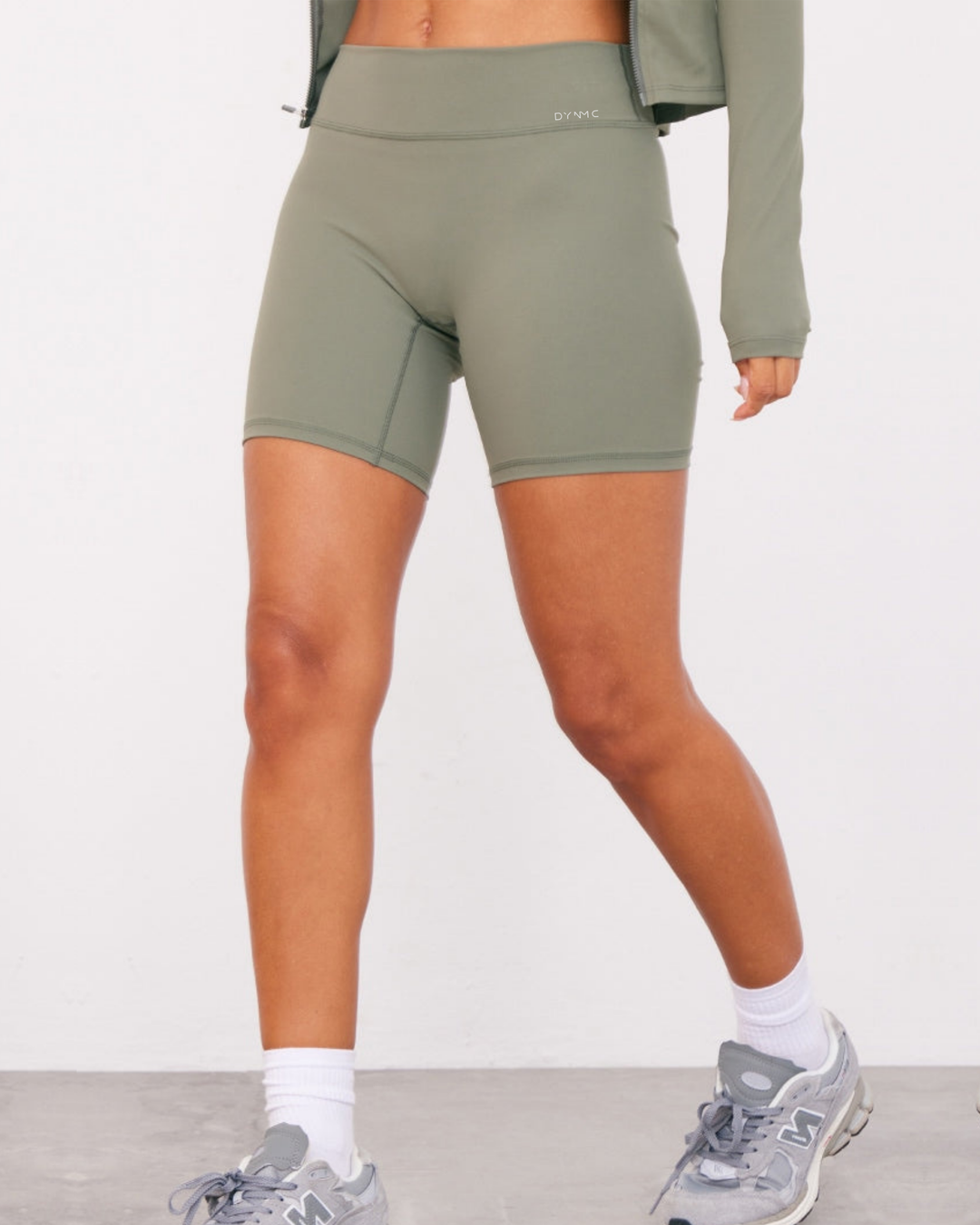 Elara High Waist Gym Shorts Olive