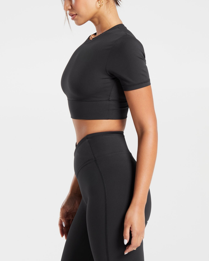 Cersea Crossover Crop Top in Black