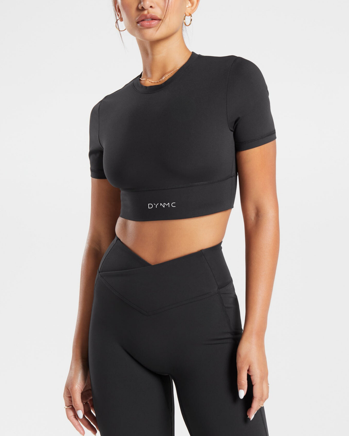 Cersea Crossover Crop Top in Black