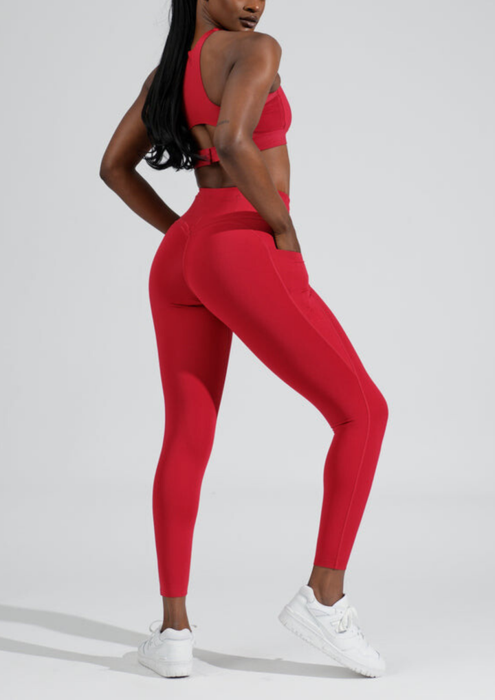 Aurora 4 Pocket Legging in Red