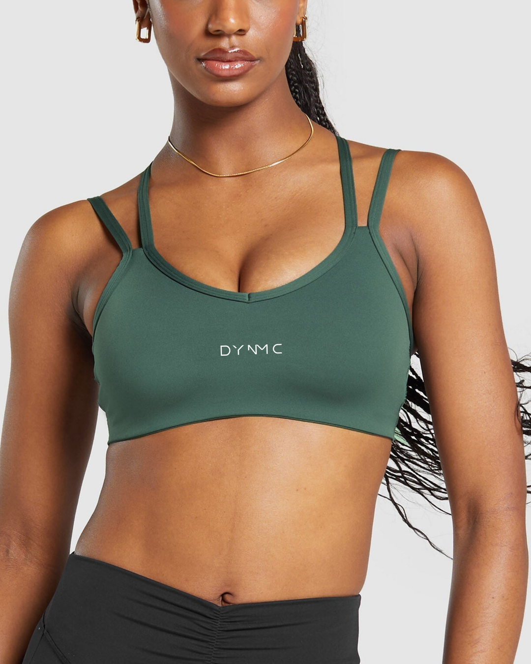 Ava strap Feature Sports Bra in Dark Olive