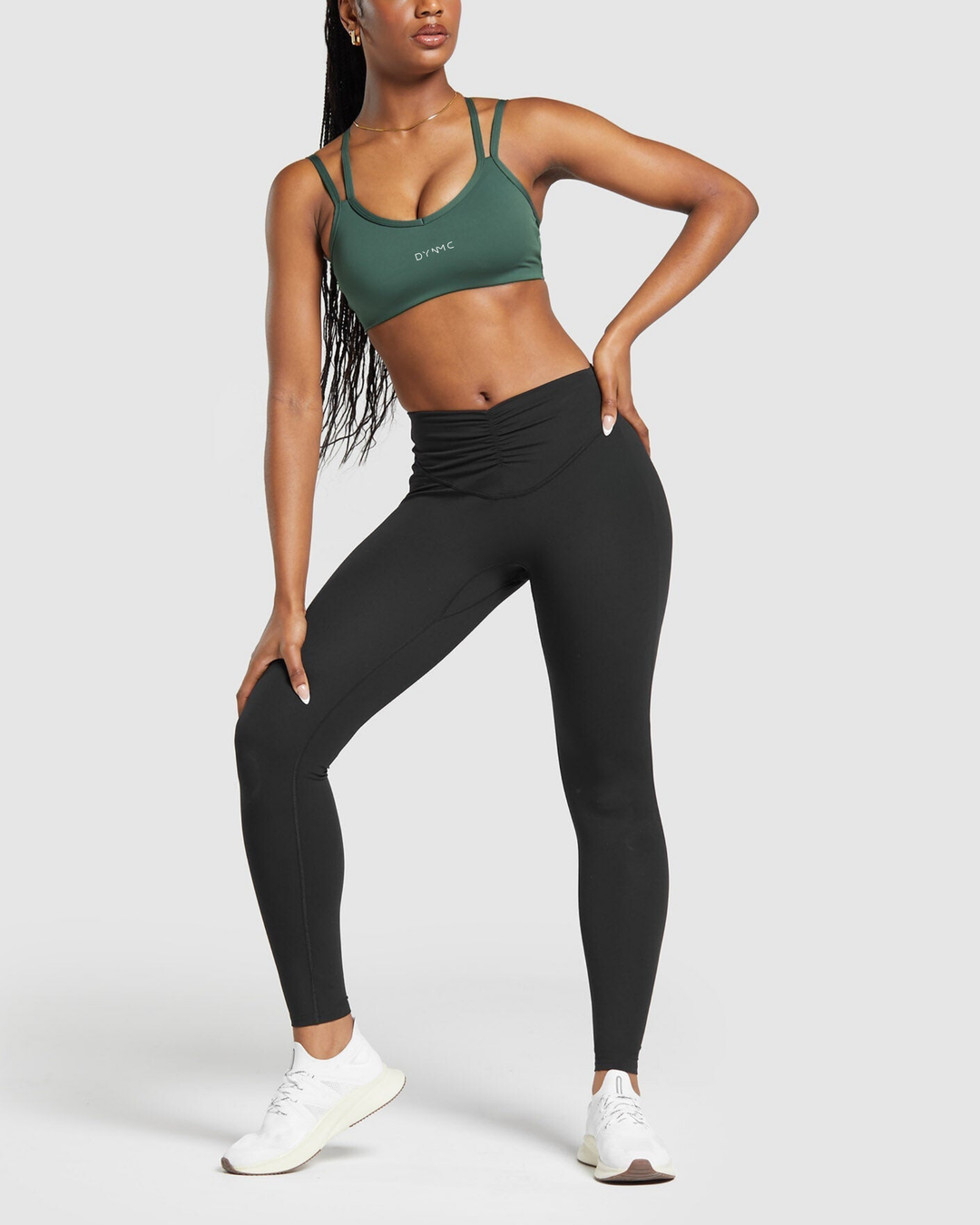 Ava strap Feature Sports Bra in Dark Olive