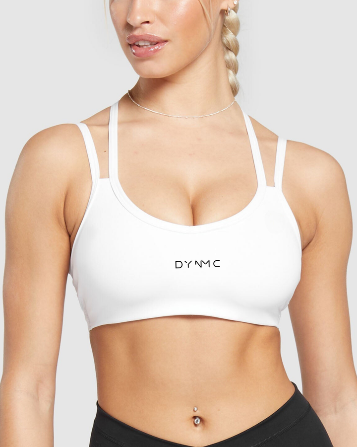 Ava strap Feature Sports Bra in White