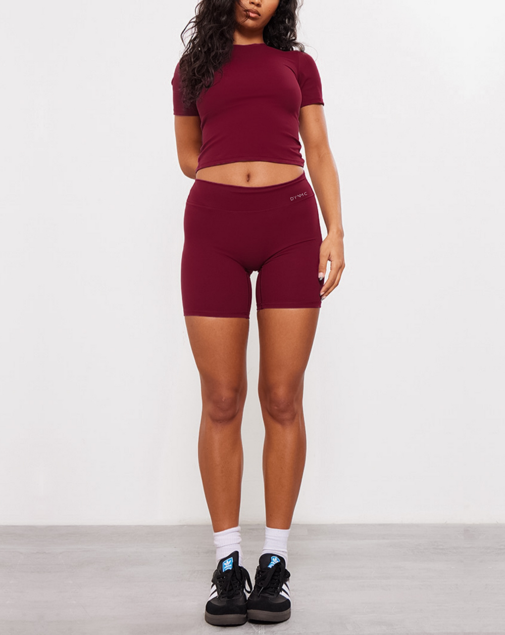 Elara High Waist Gym Shorts Cranberry