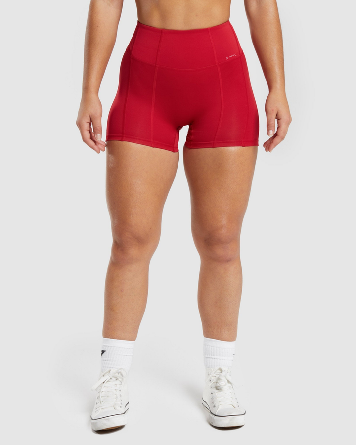 Selene High Rise Shorts in Carmine Red