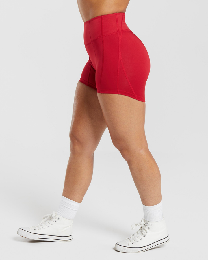 Selene High Rise Shorts in Carmine Red