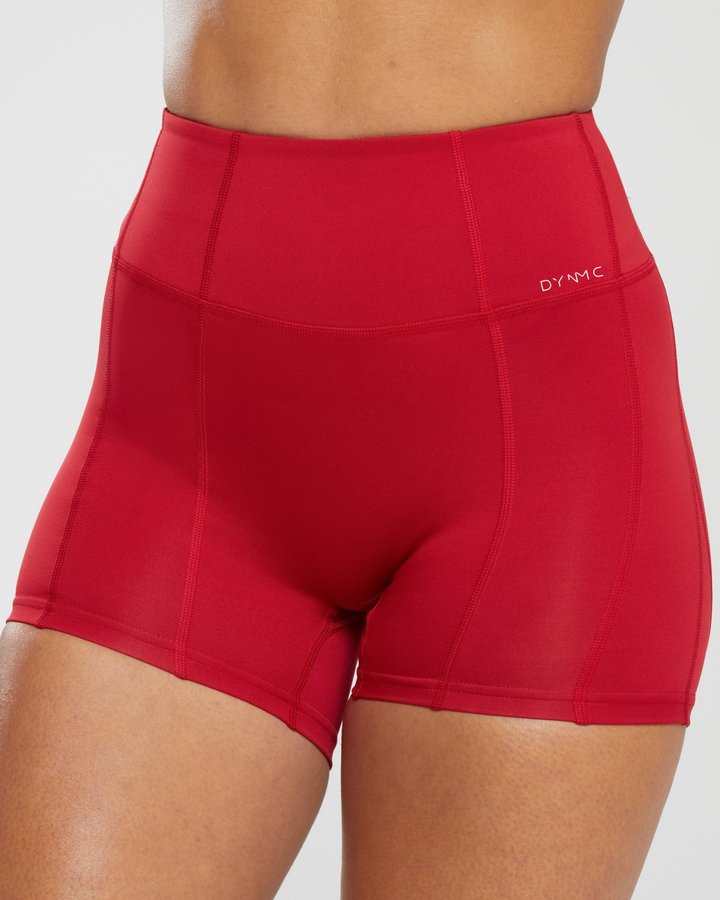 Selene High Rise Shorts in Carmine Red