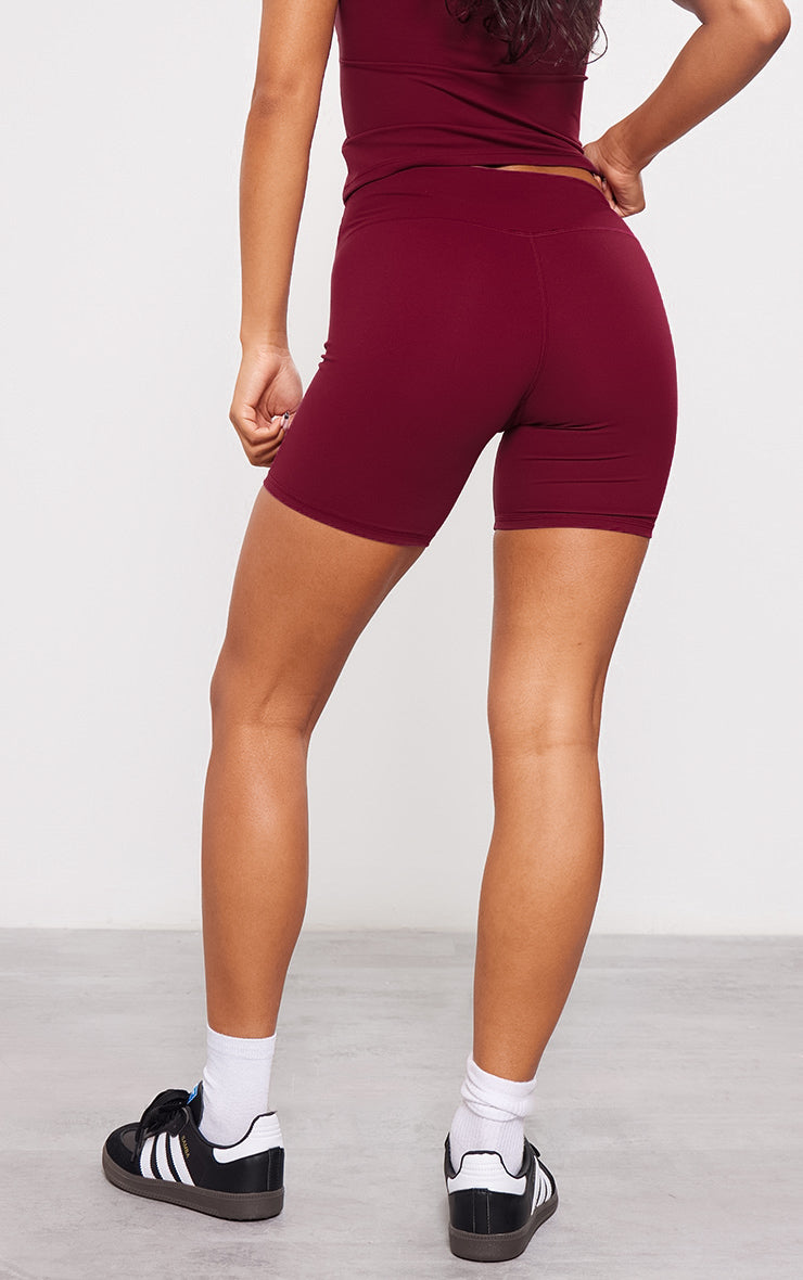 Elara High Waist Gym Shorts Cranberry